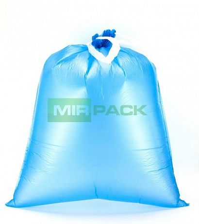 Пакеты для мусора с завязками 60 литров, 18 мкм, 10 шт. ПНД, синие, для среднетяжелого мусора прямое дно + ленты для затягивания - Вид 4